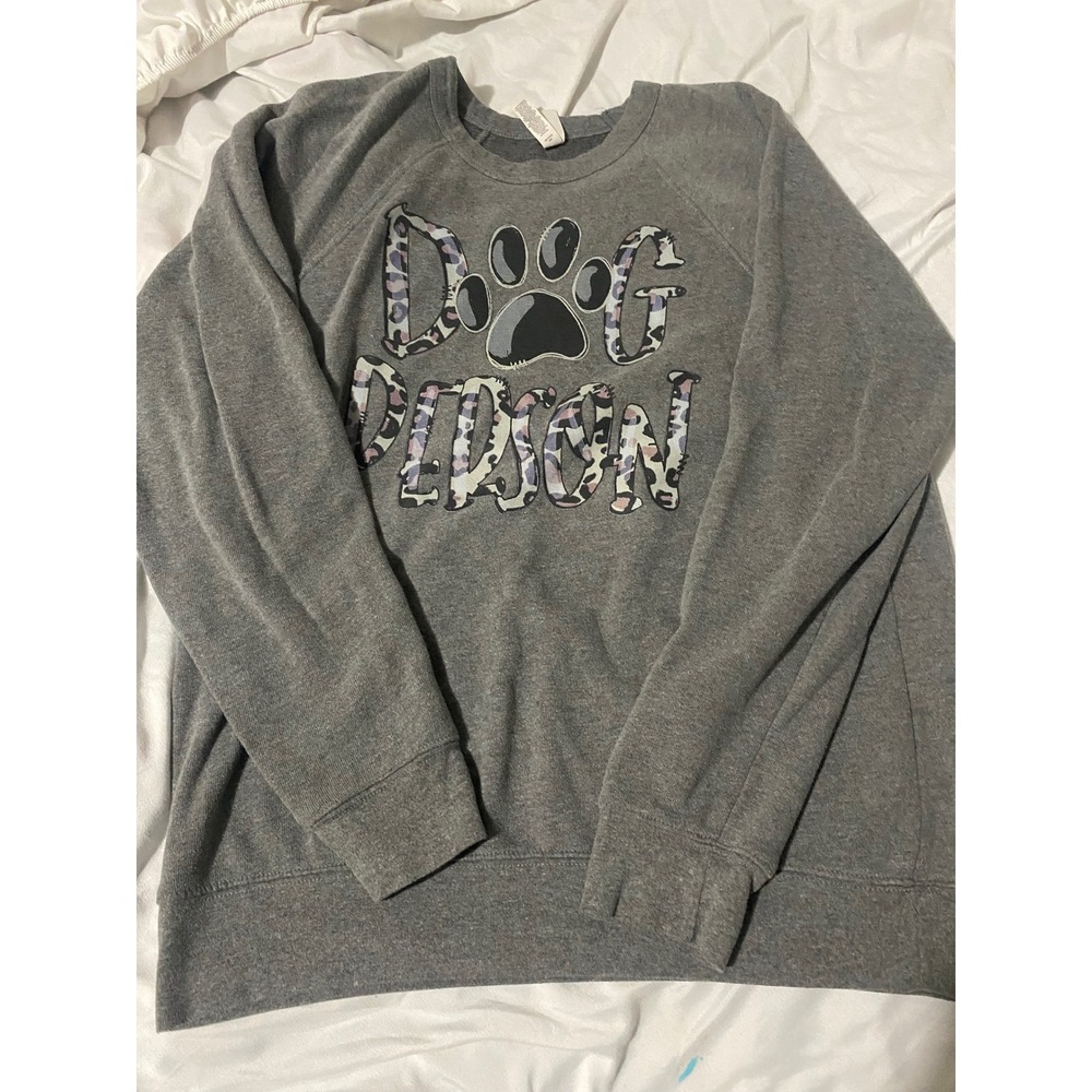 Bella + Canvas Dog Person Paw Print Graphic Sweatshirt Gray Size Large